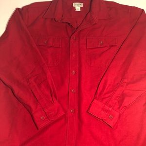 L. L. Bean red cotton button up shirt